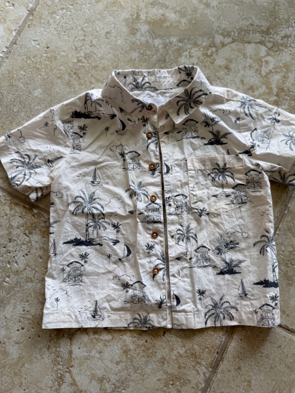 Kids Button-Front Tropical Print Top - size 3T